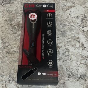 NEW CHI Spin N Curl Ceramic Rotating Curler - Black (In Box)